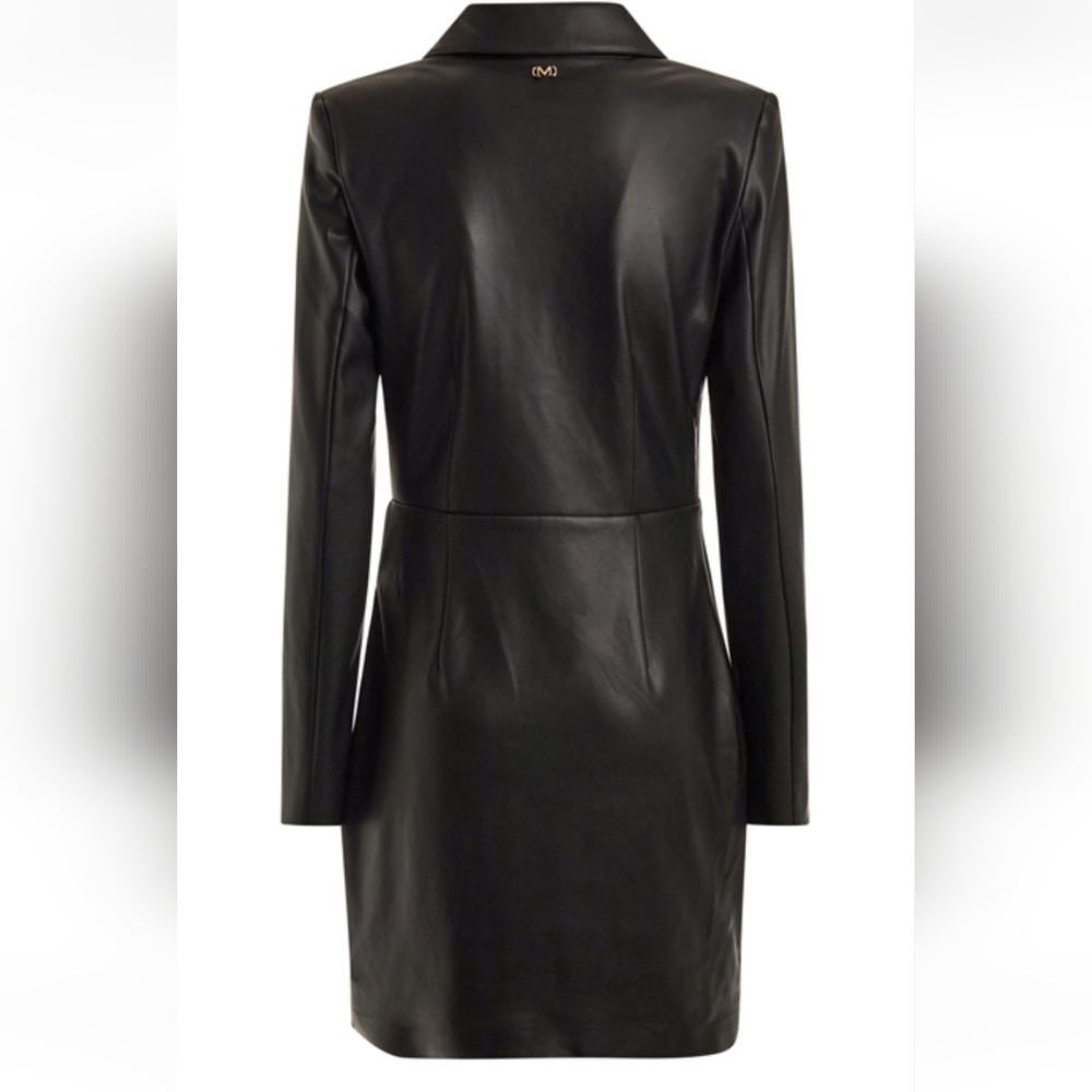 MARCIANO Angela Black Faux Leather Mini Dress Size 46 NWT US Size 10 - Picture 5 of 10